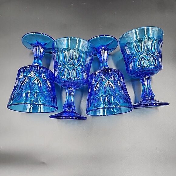 Vtg Noritake Perspective Cobalt Blue Wine Glasses 7-7/8" Goblet 4.5 oz Set Of 4 - Picture 5 of 8